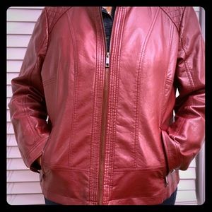 Women’s Faux Leather Jacket-Plus Sized